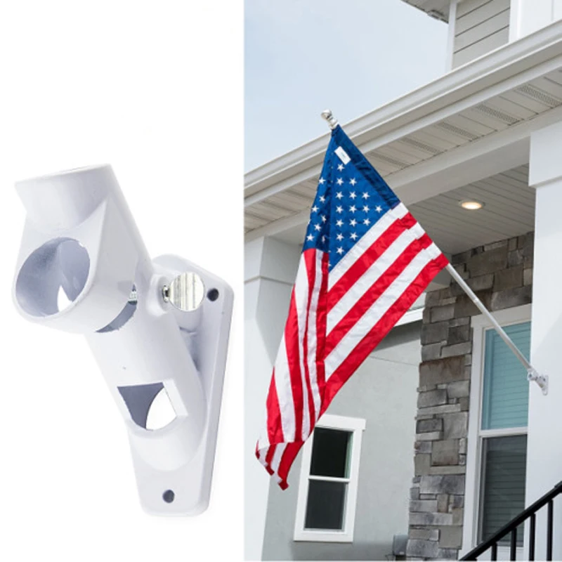 

Flagpole Wall Mount 2 Angle Flag Pole Holder Mounting Flagpole Windsock Base Aluminium Alloy White Multipurpose Bracket Flag