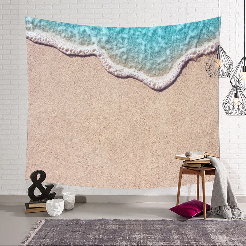 

4 Size Sea Wave Beach Tapestry Custom Wall Hanging Wall Tapestry Decor Blanket Wandkleed Farmhouse Decor Wall Fabric Yoga