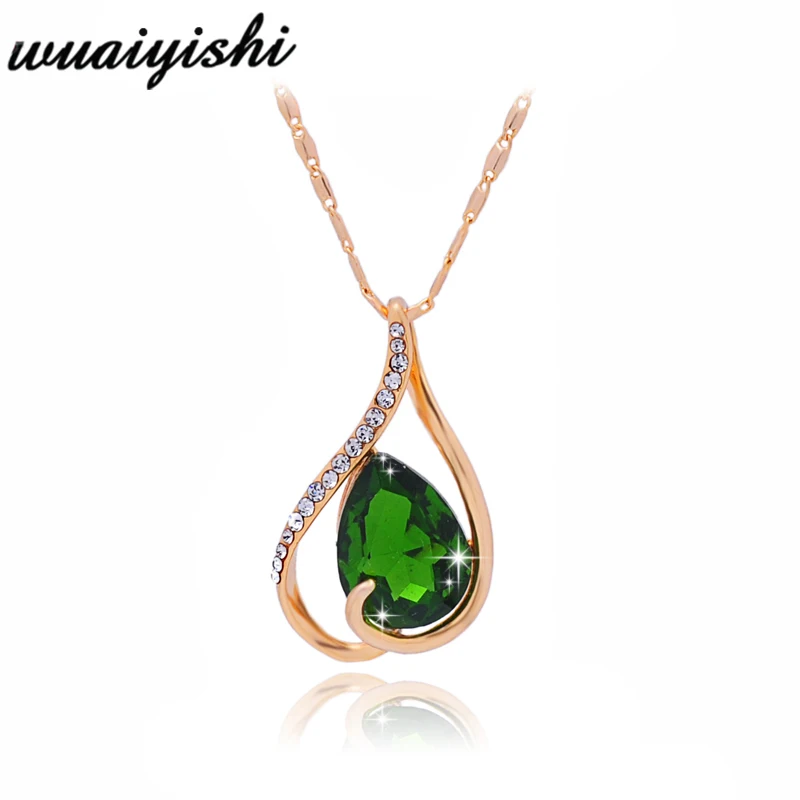 

2019 latest fashion pendant ladies clavicle chain green gemstone pendant clavicle chain gift trend charm clavicle chain series