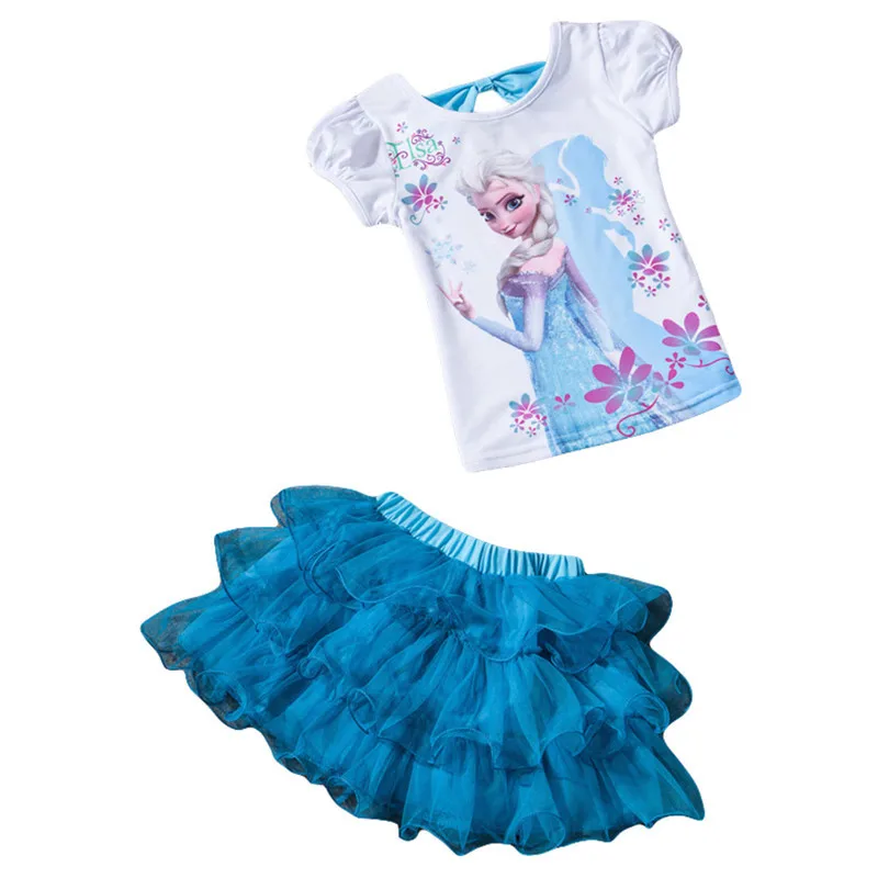 

New Children Clothing Sets Summer Girls Sport Suit Fashion Princess Elsa Girls Clothes Sets For Short Sleeve Kids Clothes 3-8Y
