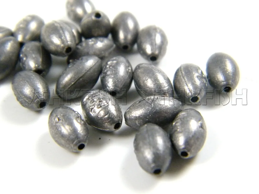 100 Pcs 2g olive shape Freshwater Sea Lead Rig Fishing Weights Lead