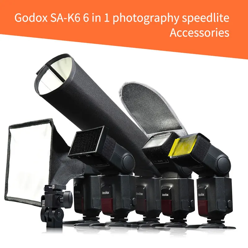 Godox SA-K6 6 в 1 фотографии Speedlite интимные Аксессуары Комплект фильтр для софтбоксов отражатели луч света соты