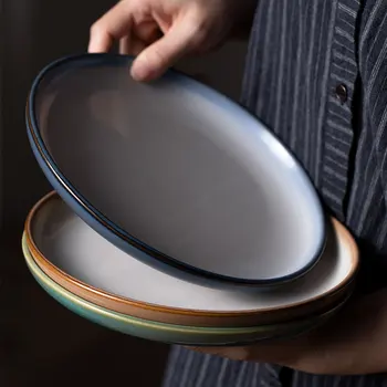 

Creative Ceramic Steak Dish European Flat Plate Home Kitchen Round Plate