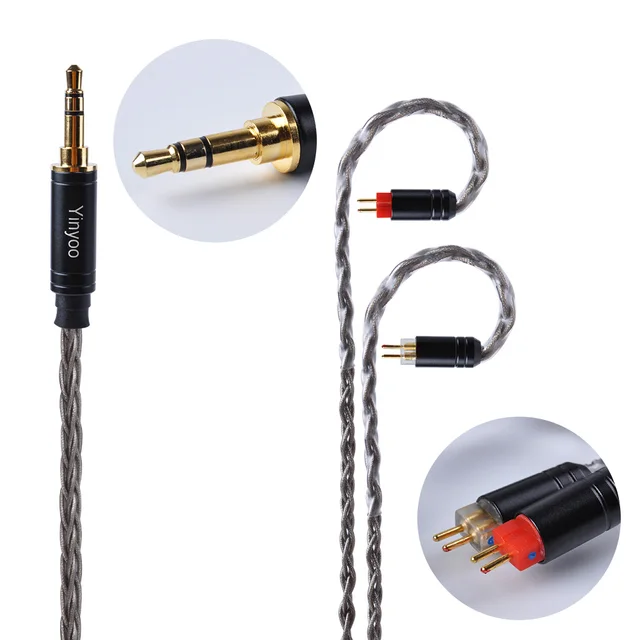 Yinyoo Brown 8 Core Silver Plated Upgraded Cable 2.5/3.5/4.4mm Balanced Cable With MMCX/2pin Connector For HQ5 HQ6 ZS10 ZS6 ES4