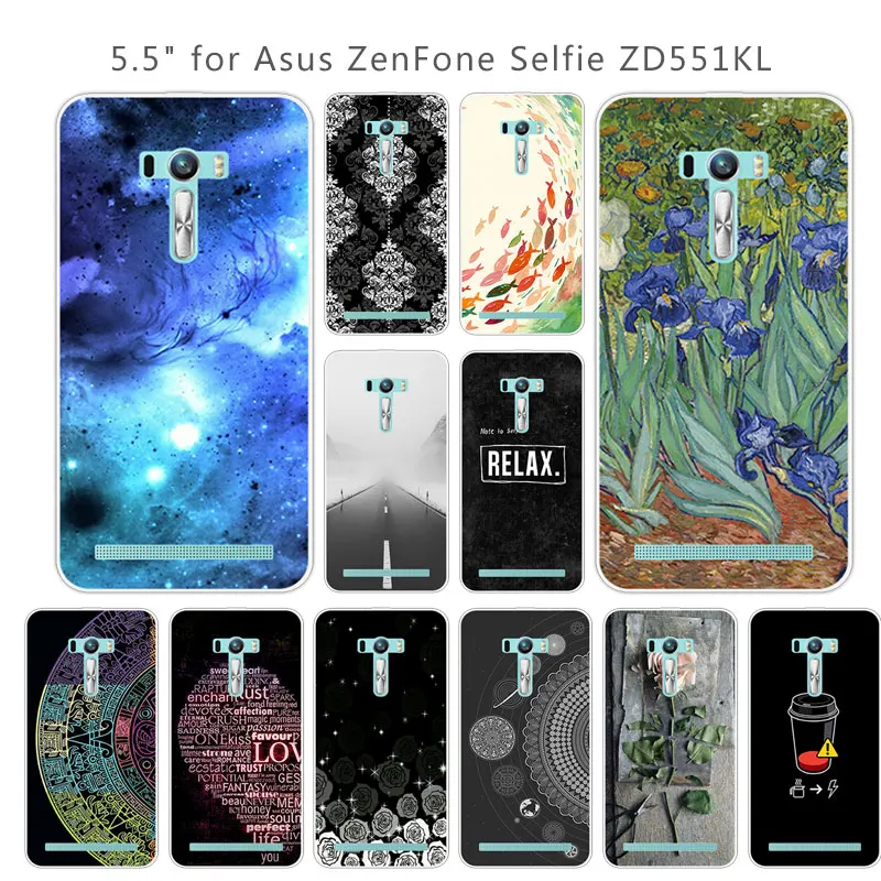 Силиконовый чехол для Asus Zenfone Selfie ZD551KL мягкий ТПУ телефона 5 дюйма чехлы Marbles