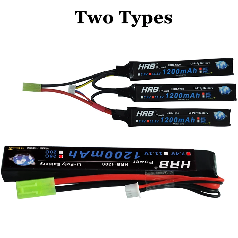 HRB 1200mAh 7,4 V 11,1 V 25C Lipo аккумулятор 3S 2S Tamiya женский Акку для водяного страйкбола пистолет игрушки RC части BB Воздушный пистолет перезаряжаемый