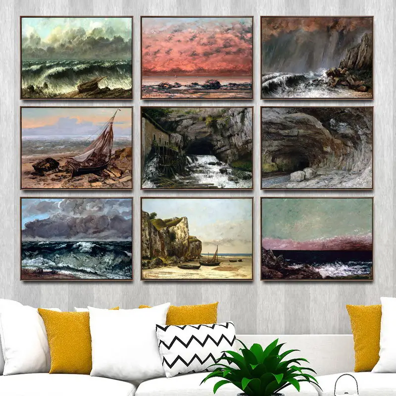 

Home Decoration Art Wall Pictures Fro Living Room Poster Print Canvas Paintings French Gustave Courbet Landscape 3