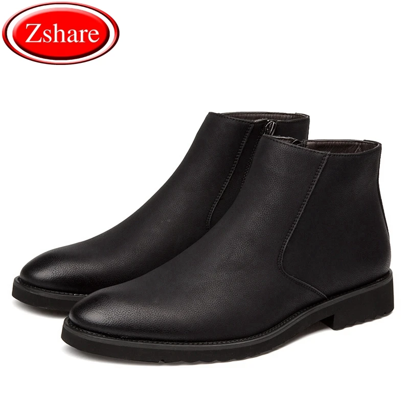 

Fashion Leather Shoes Men Boots Chelsea Boots High Quality waterproof Leather Boots Winter Big Size Shoes Man Motorcycle Booties