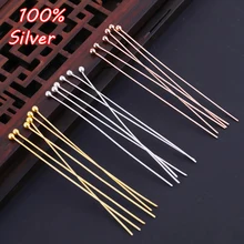 6 шт. 925 пробы серебряные ювелирные изделия иглы DIY аксессуары круглая игла носить бисером Серебряная игла ручной работы жемчуг Серебряная игла