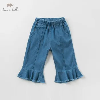 

DBK9786 dave bella summer kids girls denim blue pants children full length pants infant toddler trousers