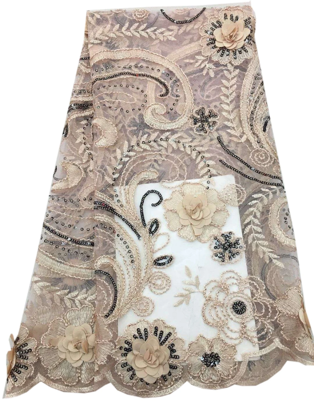 

nigerian lace fabric 2018 high quality lace, lace with beads gold lace fabric high quality JJH18