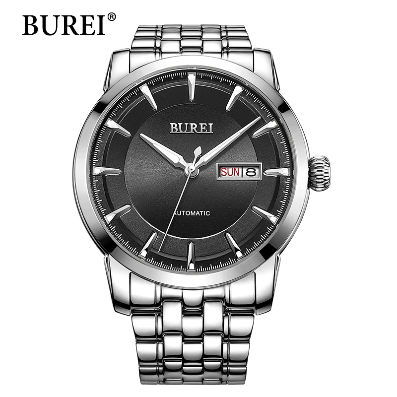 

Original BUREI Men Mechanical Watches Male Luxury Brand Full Steel Waterproof 50m Business Automatic Wristwatches Hot Sale Gift