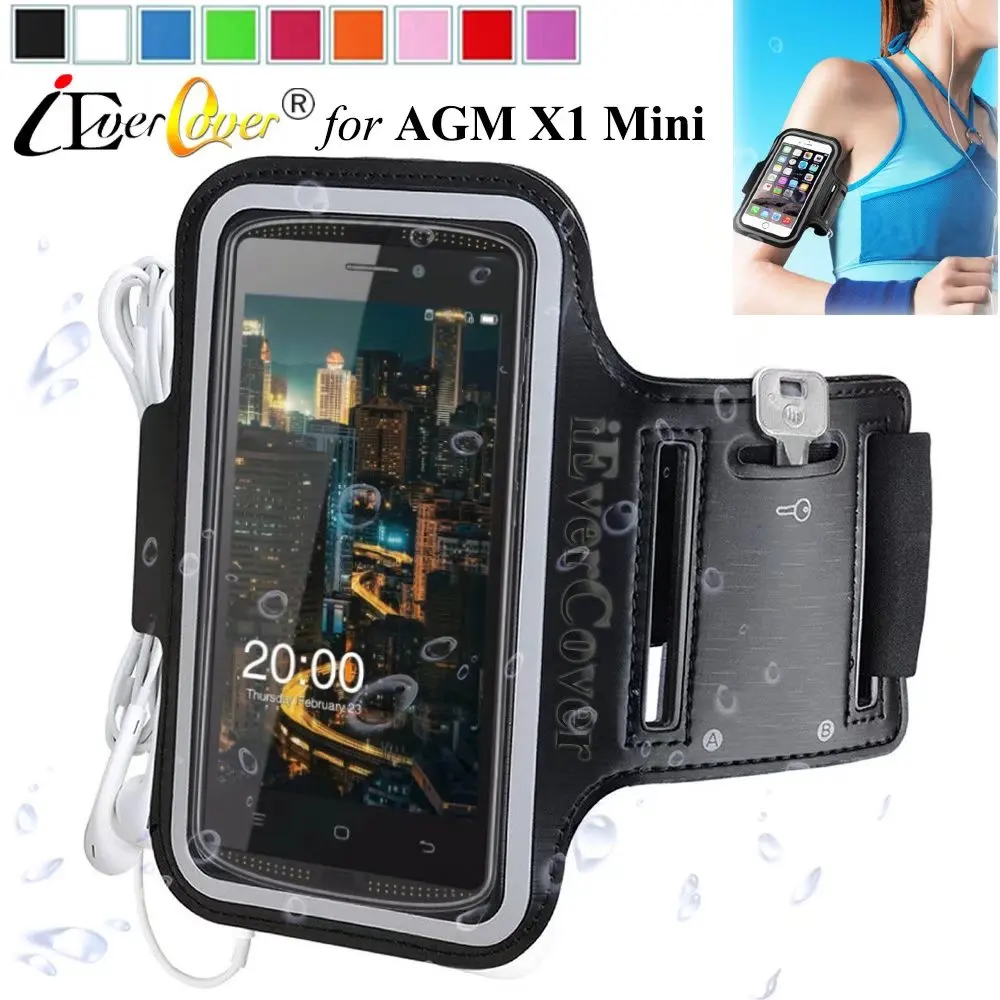 

iEverCover Running Arm Band Case for AGM X1 Mini X1mini Phone PU Leather Waterproof Pouch Bag Cover