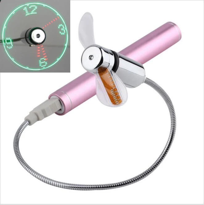 font b USB b font Mini Fans Flexible Time LED Clock Fan with LED Light