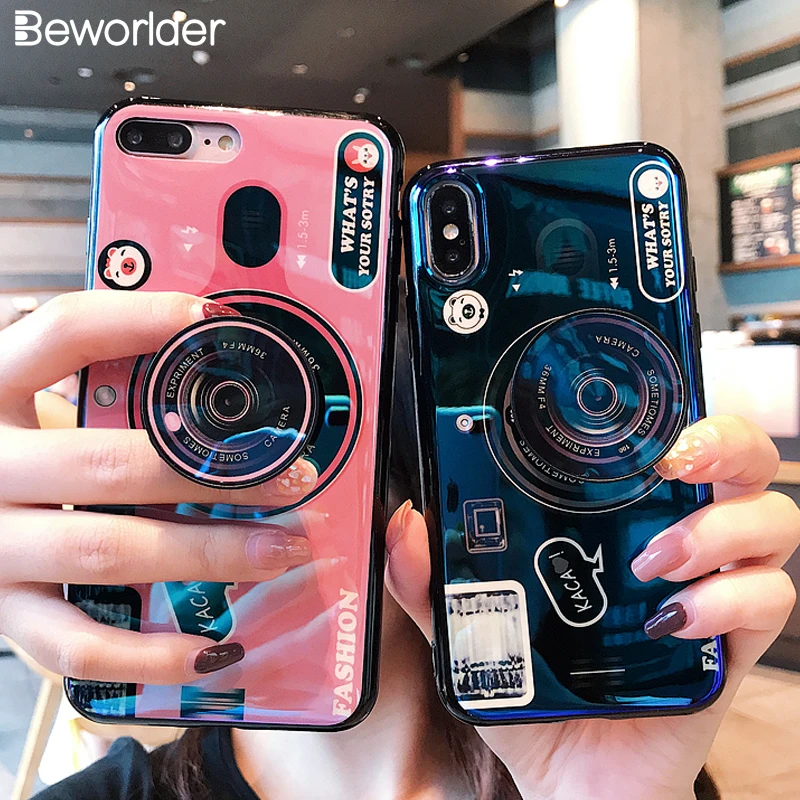 Чехол для samsung S9 Note 9 Blue Ray camera с узором Popsocket Kickstand мягкий чехол из ТПУ телефона Galaxy