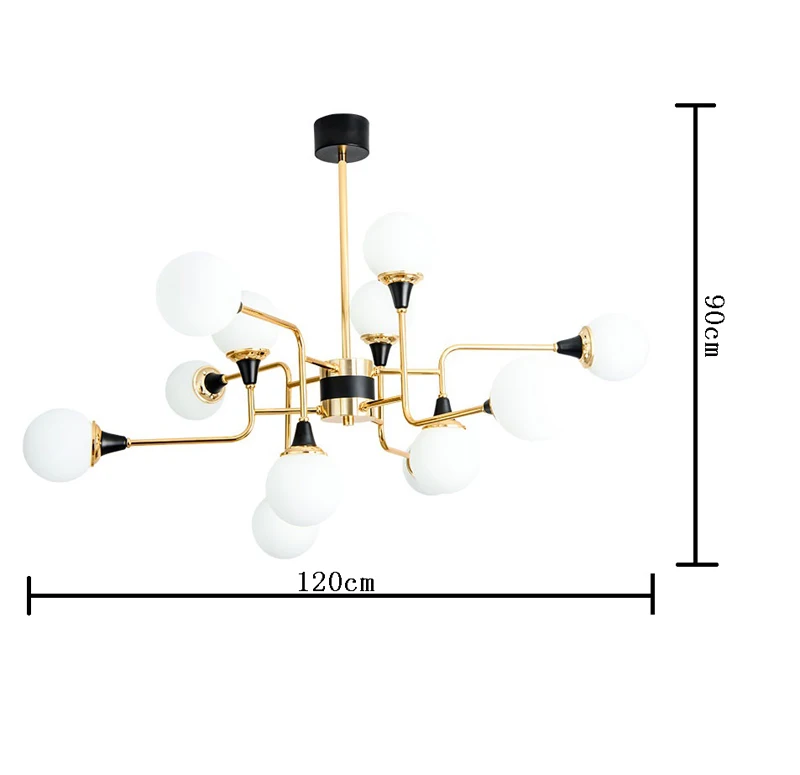 LOFT Modern Gold Lustre chandeliers 12Heads LED Bulb Lamp Art Spider Ceiling luminaire Fixture7