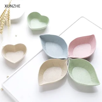 

XUNZHE 4PC Creative Multi-Purpose Wheat Straw Small Bowls Dishs Sauce Vinegar Seasoning Side Dishes Plate Kitchen Accessories