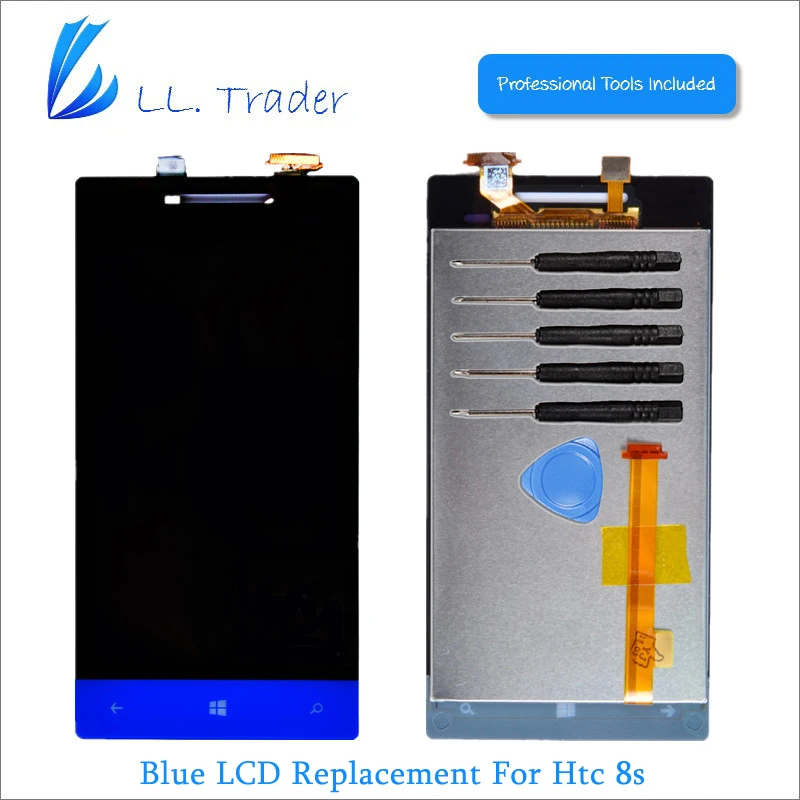 

LL TRADER Blue New Touch Screen For HTC 8S Windows Phone A620e LCD Display Panel Screen Digitizer Assembly Replacement Toolkits