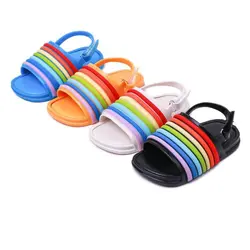 Летние босоножки для девочек 2019 обувь для детей в разноцветную полоску пластиковая сандалия пляжная одежда Модная одежда для детей