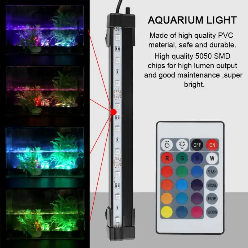 

LED Waterproof Aquarium Light Submersible RGB LED Aquarium Lamp Bar Indoor Underwater Light EU Plug100-240V luz piscina