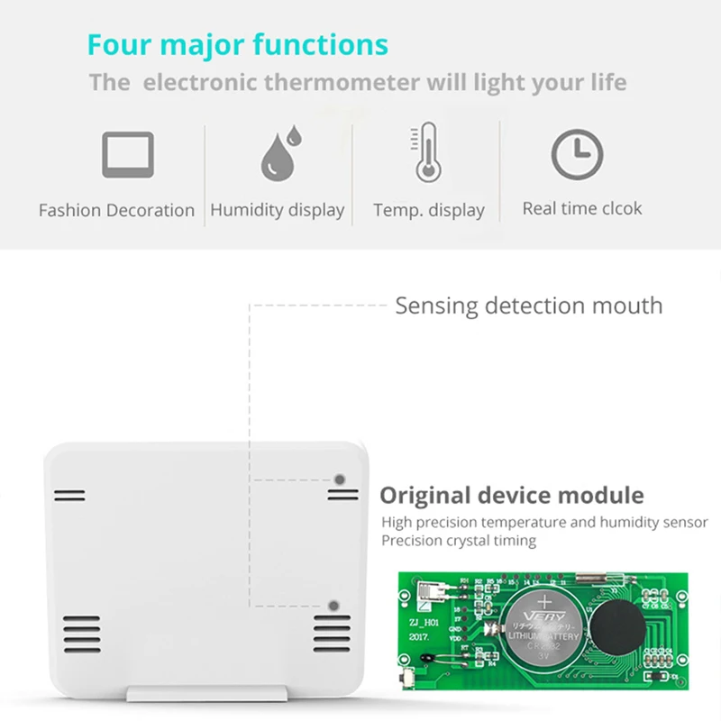 MOES Multifunction Thermometer Hygrometer Automatic Electronic display Temperature Humidity Monitor Clock 3.2 inch  LCD Screen