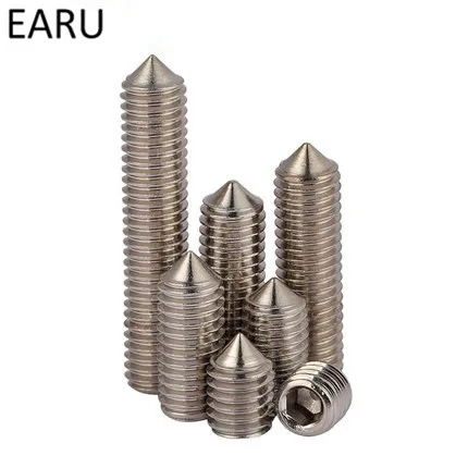 

304 Stainless Steel Tip Set Screws Bolt Inner Hexagon Hex Socket Head Machine Headless Top Wire M4*4/5/6/8/10-25mm Wholesale