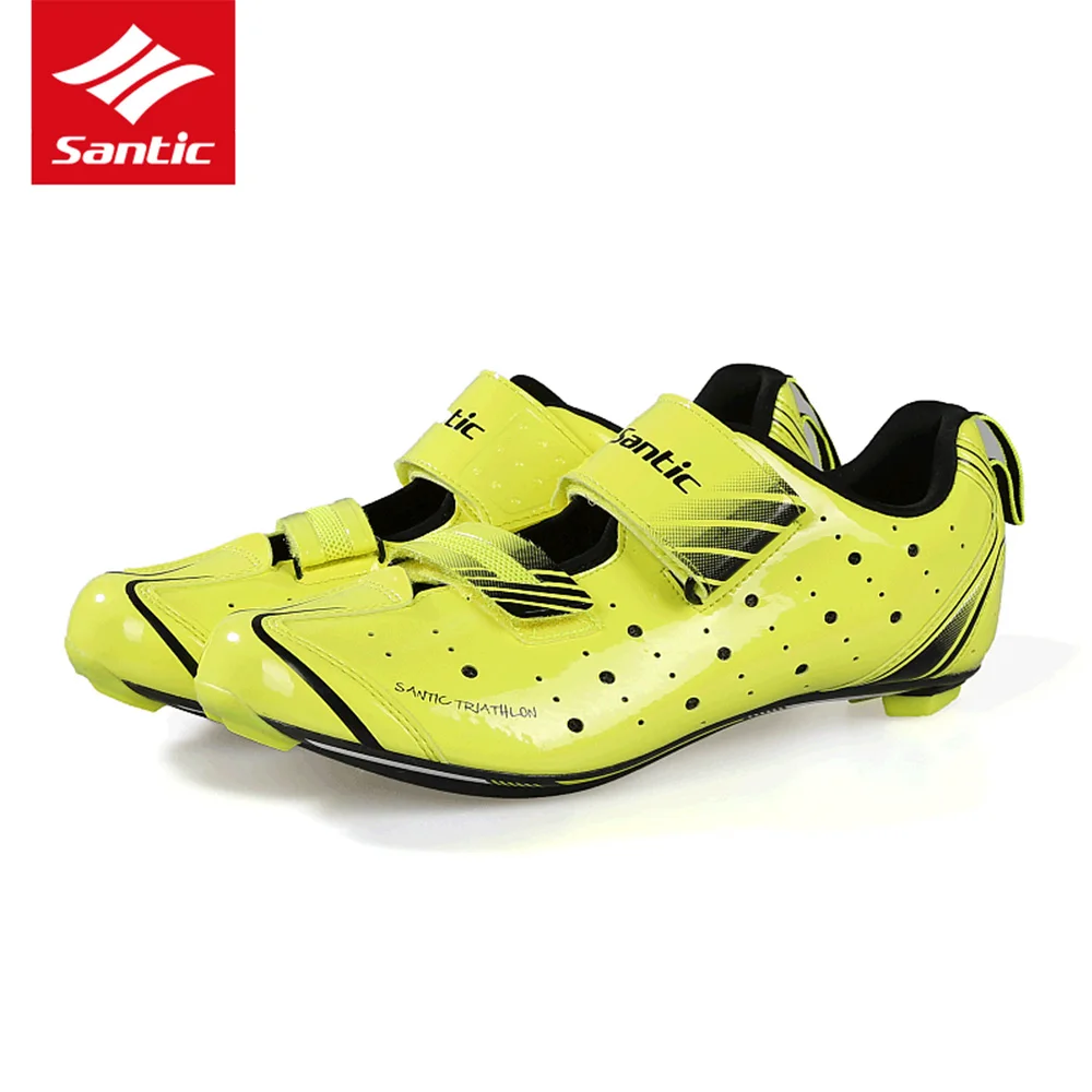 Santic, профессиональная обувь для велоспорта из углеродного волокна, обувь для велоспорта, кроссовки для мужчин, Спортивная дышащая обувь для гонок - Цвет: Yellow