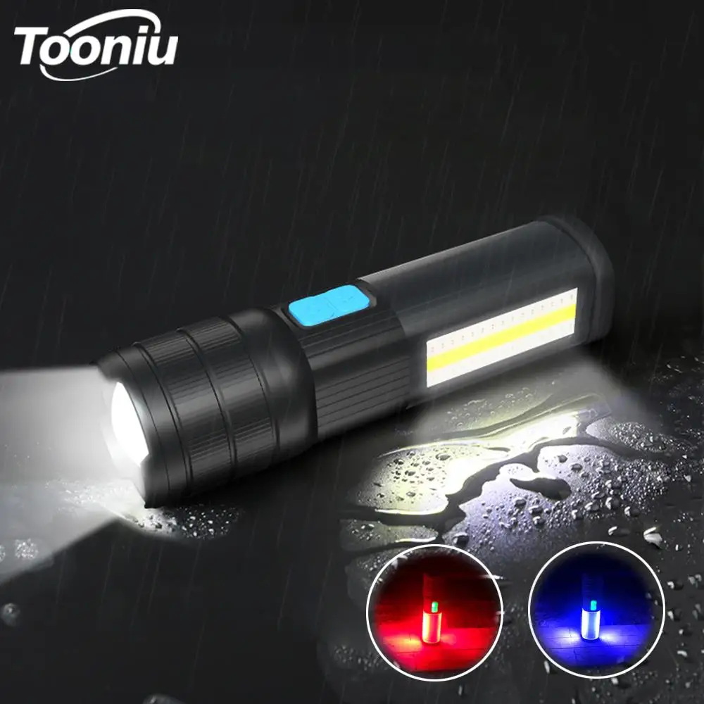 

High-End LED Flashlight COB Camping light Mobile power Double side light Rechargeable Super bright Torch Tail with magnet