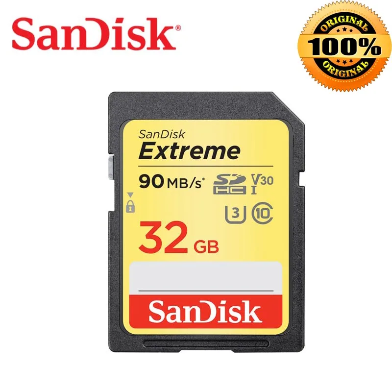 Двойной Флеш-накопитель SanDisk Extreme SD карта 32 Гб SDHC/SDXC карты памяти 128 ГБ sd-карта 64 Гб cartao de memoria U3 Class10 90 МБ/с. для Canon Камера - Емкость: 32GB