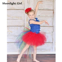 Детская юбка-пачка с попугаем для костюмированной вечеринки, алый ара, костюм для Хэллоуина, юбка для дня рождения, свадьбы, вечеринки, девичья танцевальная юбка, PQ129