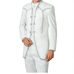 Индивидуальный заказ женихов Для мужчин мандарин с лацканами смокинг для жениха Белый/Черный Для мужчин костюмы Свадебные best человек