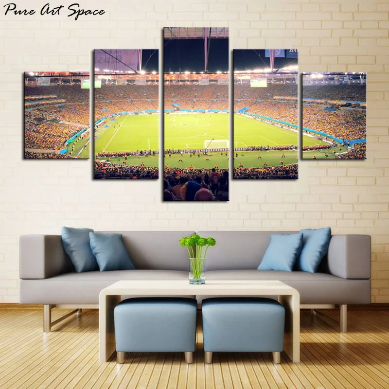 

5 Designs of Sports Poster Football Game Held in Stadium 5 Piece Wall Art Canvas Brazil Maracana Photo Printing Canvas