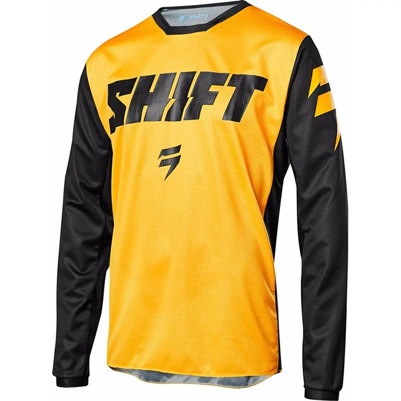 

Bright Yellow Motocross T-shirt Letter Printing Cycling Jersey Men Full Sleeve Anti-sweat Cycling Clothing Downhill MOTO Shirt