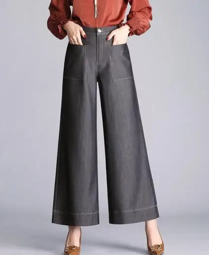 Тенсел джинсы повседневные Капри женские свободные штаны для женщин Цвет синий, черный; Большие размеры 34–43 Новая мода Высокая талия