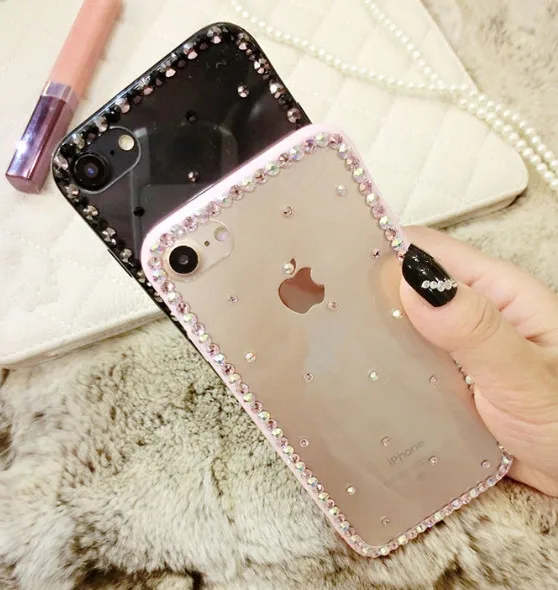 Роскошный блестящий прозрачный чехол со стразами для iphone X XR XS MA 7 8 PLUS резиновый из