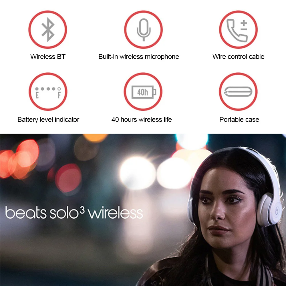 Beats Solo3 беспроводные Bluetooth наушники на ухо игровая гарнитура музыкальные наушники Hands-free с микрофоном fone Beats by dre Solo 3