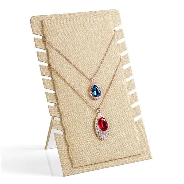 

8 Slots Linen Material Display Shelf Board Pendants Jewelry Showcase Necklaces Jade Pendant Box Store Shelf