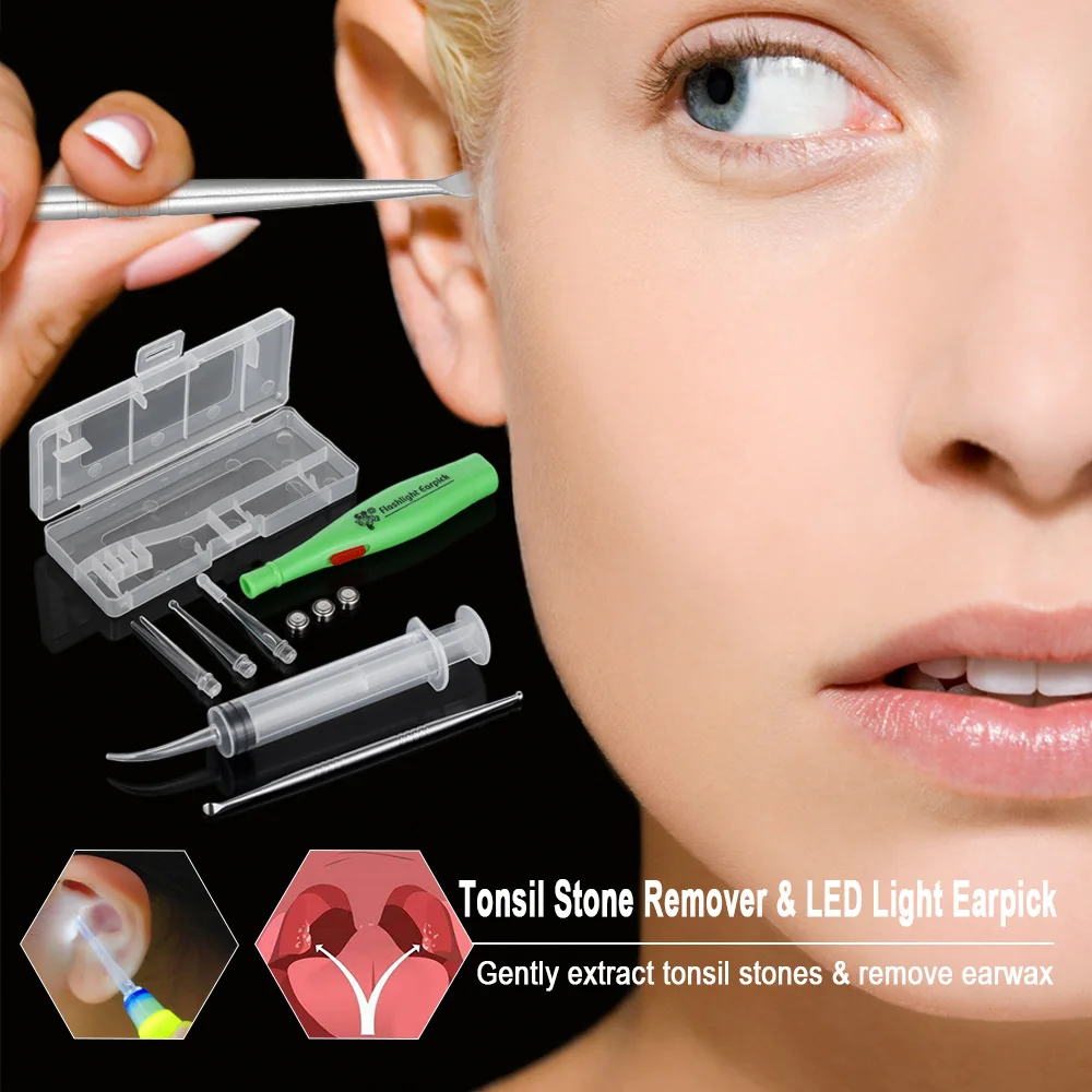 Led Light Earpick Stainless Steel Earwax Remover 3 Tips Irrigator Led Light Earpick Stainless Steel