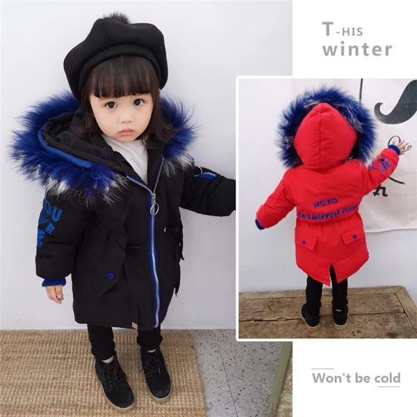 Cold Warm Winter Children Long Jackets Faux Fur Hooded Coats For Girl ...