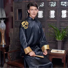 Homens túnica Chinês tradicional oriental do sexo masculino dos homens roupas xangai cheongsam Chinês tang terno para os homens bordado Vestido Dragão