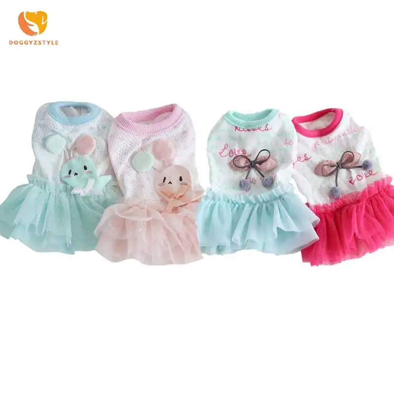 

Puppy Dress Pet Bow Tie Summer Small Milk Dog Skirt Mesh Costume For Small Cat Teddy Chihuahua DOGGYZSTYLE XXS XS