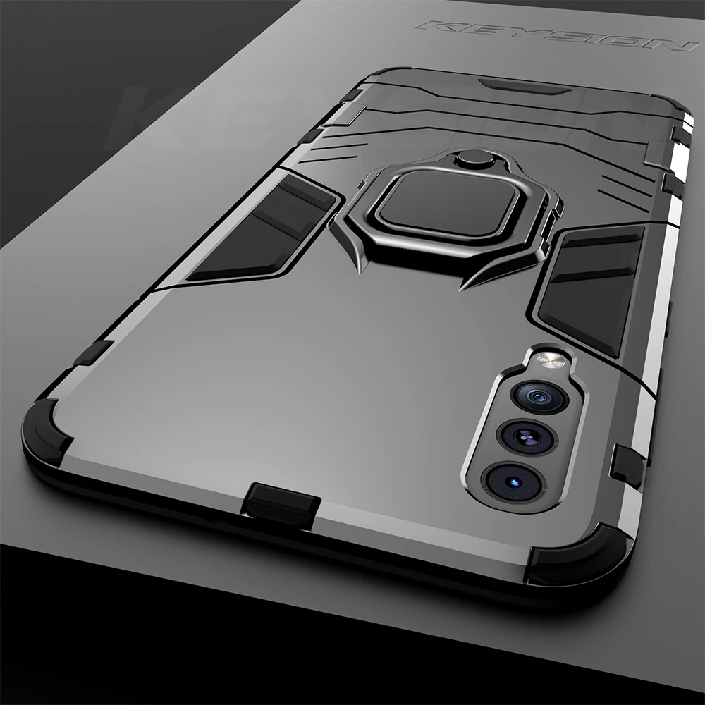 

KEYSION Shockproof Armor Case For Samsung Galaxy A50 A70 A30 A20 Stand Holder Car Ring Phone Cover for Samsung A7 2018 M20 A40