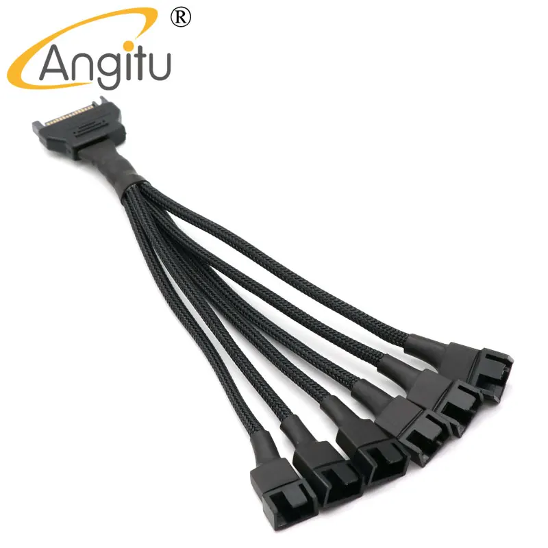 Angitu 12V SATA Male to Fan 3Pin 4Pin Power Adapter Cable - 6Way | Компьютеры и офис