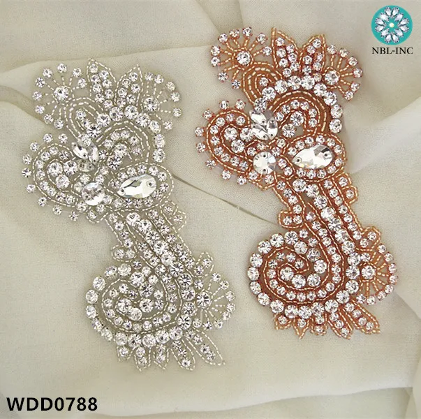 (30pcs )wholesale Bridal Hand Beaded Sewing Crystal Rhinestone Applique