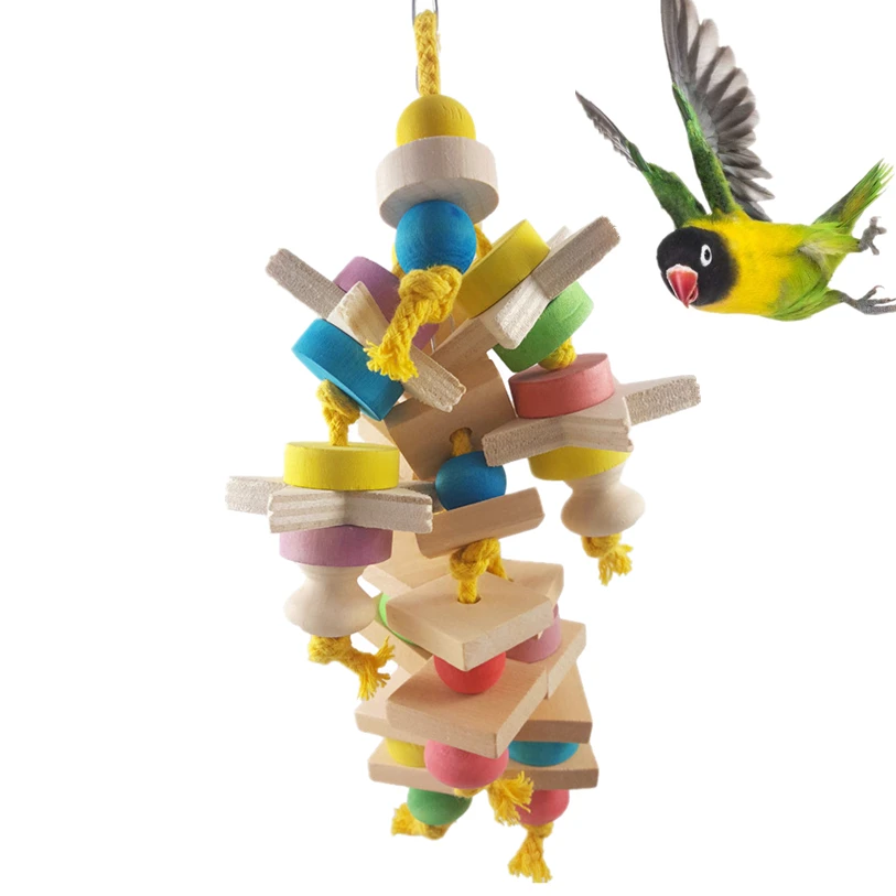 Cute Colorful Bird Toys Parrot Toys Swing Parrot Cage Wooden Hanging Cockatiel Parakeet Pet Bird