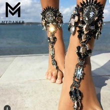 Fashion Boho Crystal Anklet Bracelet Vintage Maxi Women Statement Beach Vacation Sandals Sexy Leg Chain Female Foot Jewelry