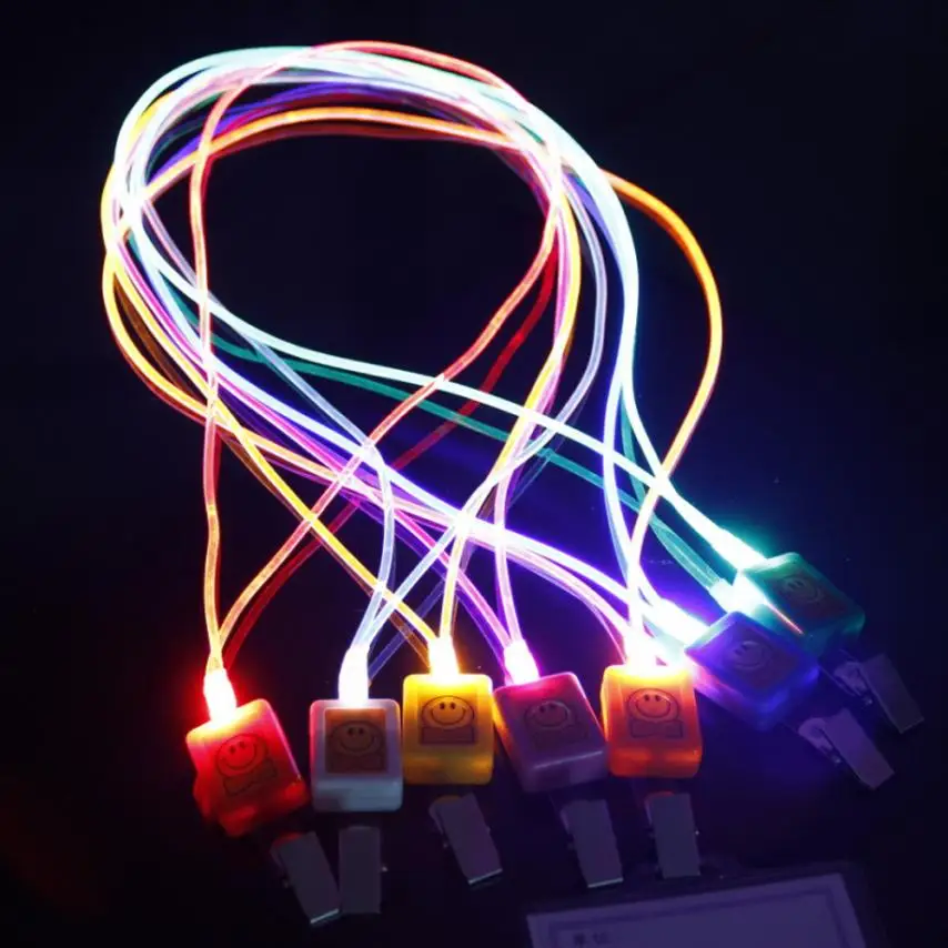 

LED Smile Face Light Neck Strap Lanyard Keychain Card Key Hanging Rope JUNE4