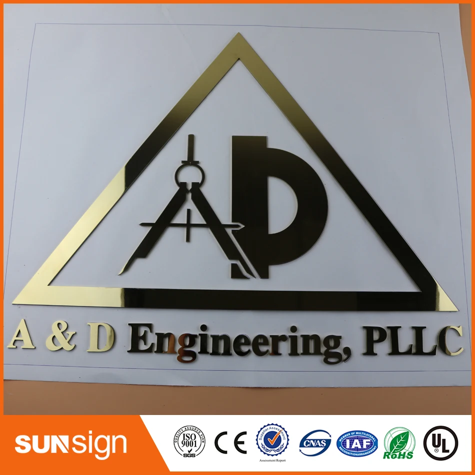 Laser cutting Fine grinding customed 3D metal word emblem Digital Figure Number Logo for your company photo