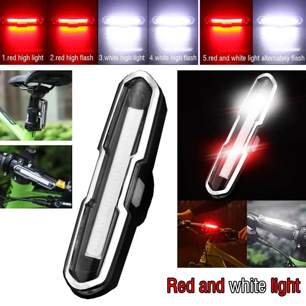 Стиль 5 режимов ночник 15лм/10лм горный велосипед велосипедный ночной USB Перезаряжаемый Предупреждение свет задний фонарь безопасности велосипеда - Испускаемый цвет: Red White Light