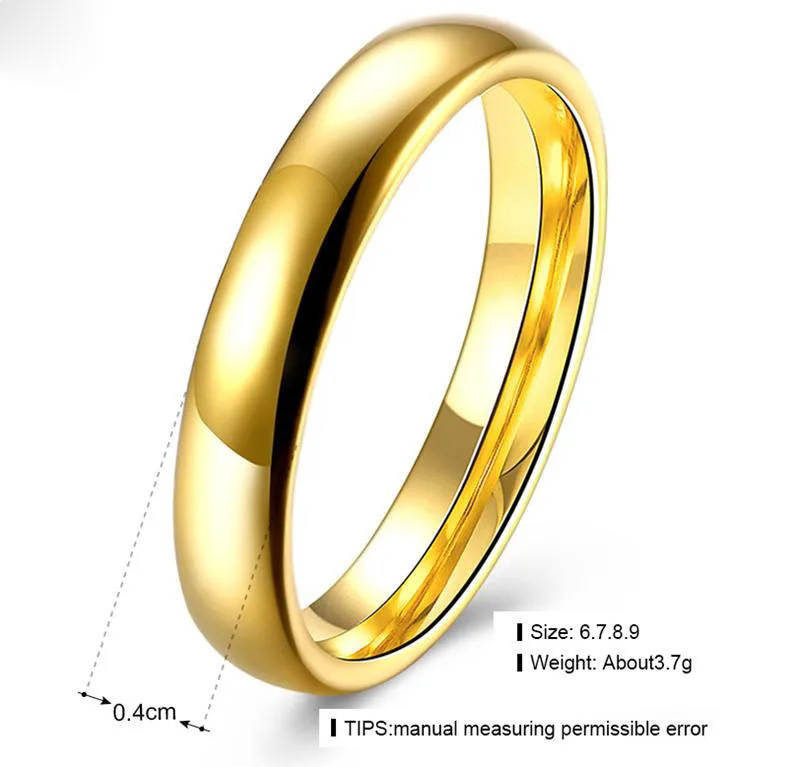 NFS Classic Stainless Steel Ring Gold-color Wedding Rings Smooth Lovers Wedding Alliance Bridal Jewellery Sets Couples Ring